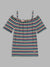 Blue Giraffe Girls Multi Striped Square Neck Top