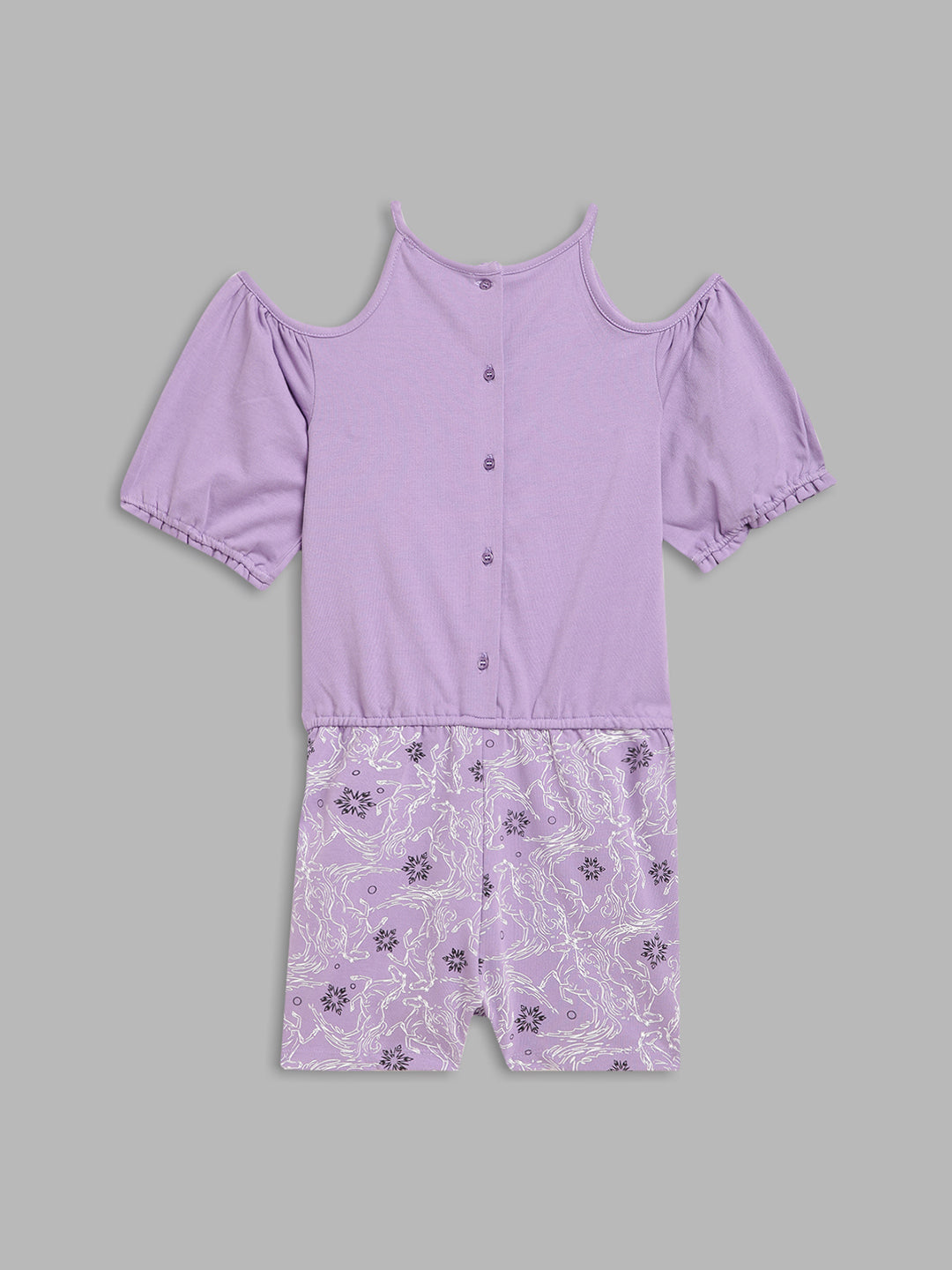 Blue Giraffe Girls Purple Solid Round Neck Playsuit