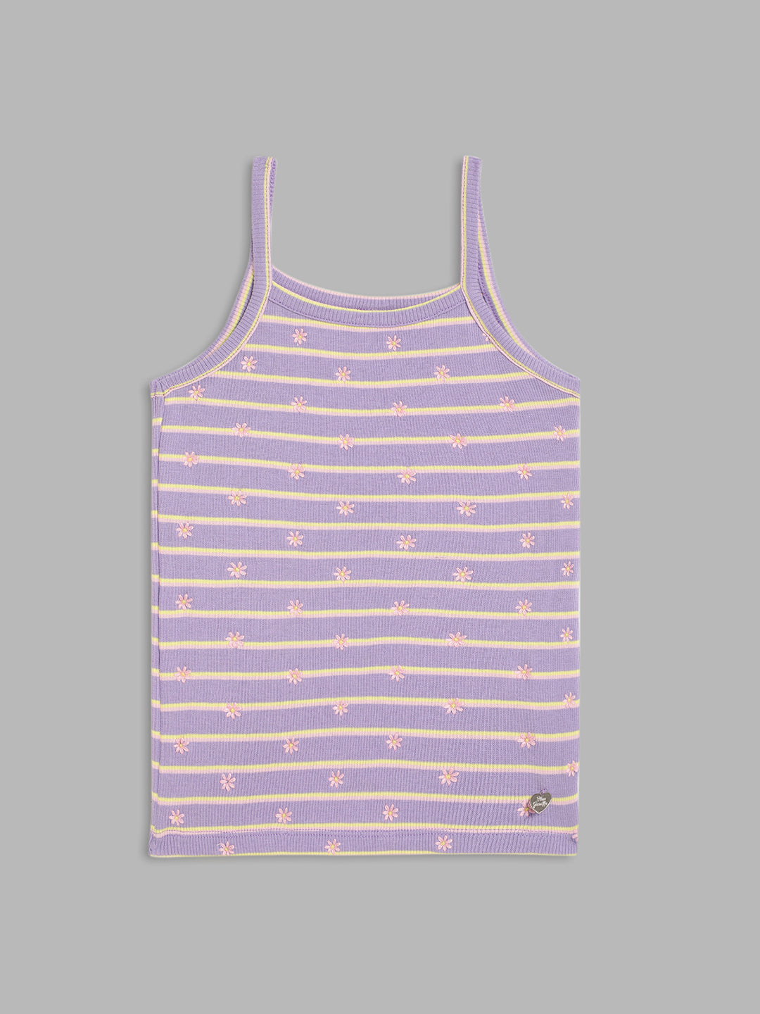 Blue Giraffe Girls Lilac Striped Square Neck TShirt