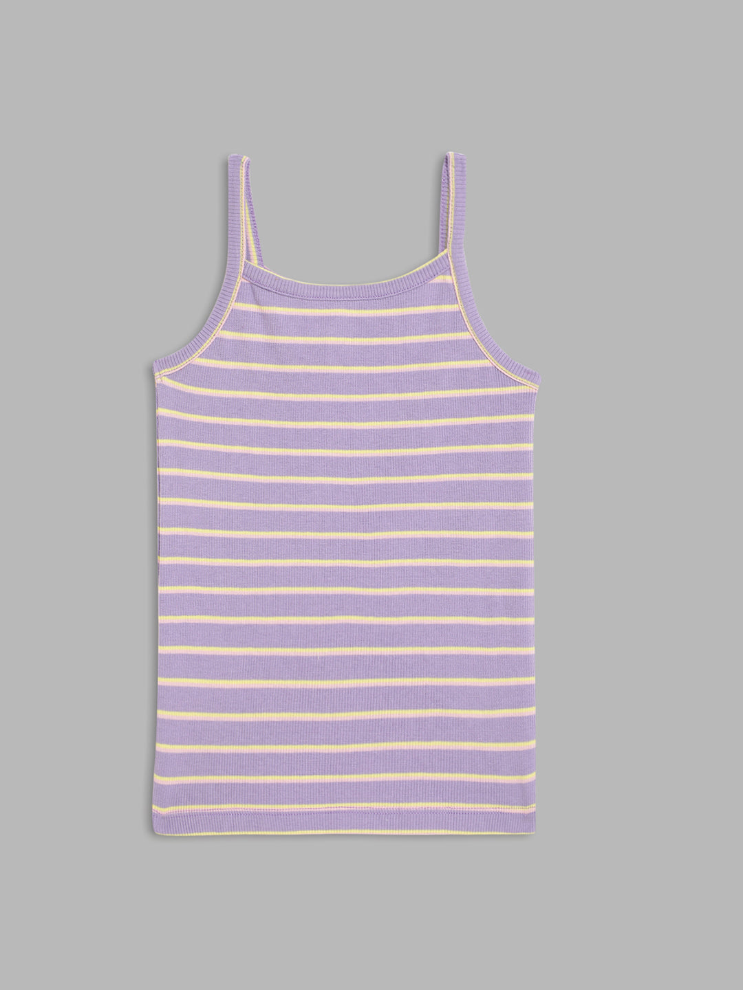 Blue Giraffe Girls Lilac Striped Square Neck TShirt