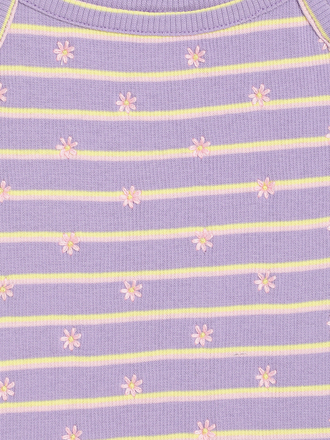 Blue Giraffe Girls Lilac Striped Square Neck TShirt