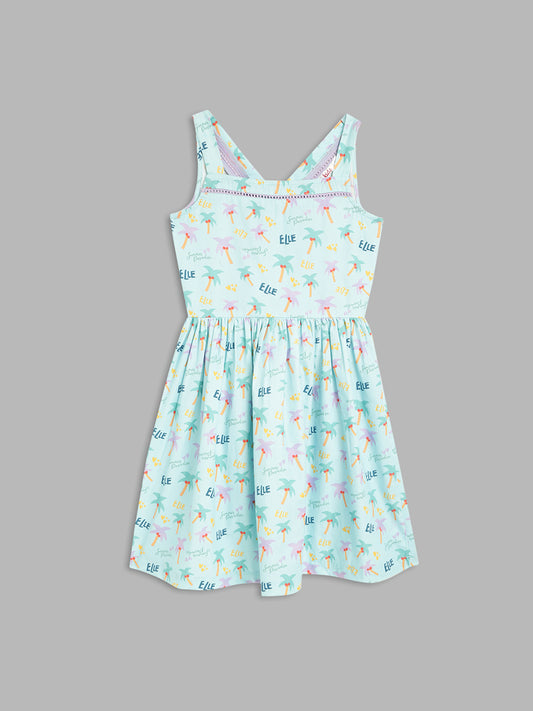 Elle Kids Girls Multi Printed Round Neck Dress