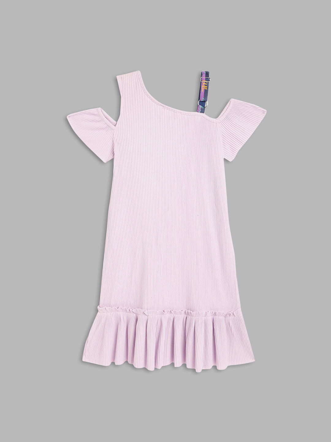 Elle Kids Girls Lilac Solid Round Neck Dress