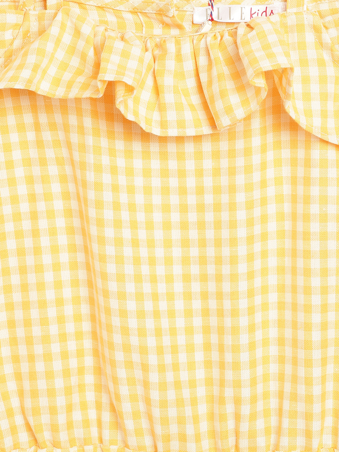 Elle Kids Girls Yellow Checked Square Neck Playsuit