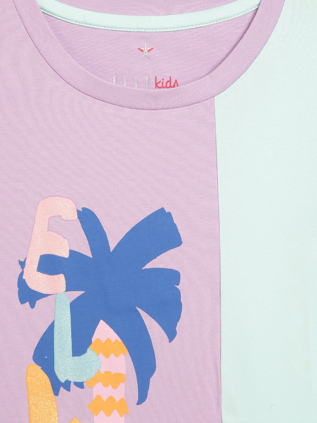 Elle Kids Girls Lilac Solid Round Neck TShirt