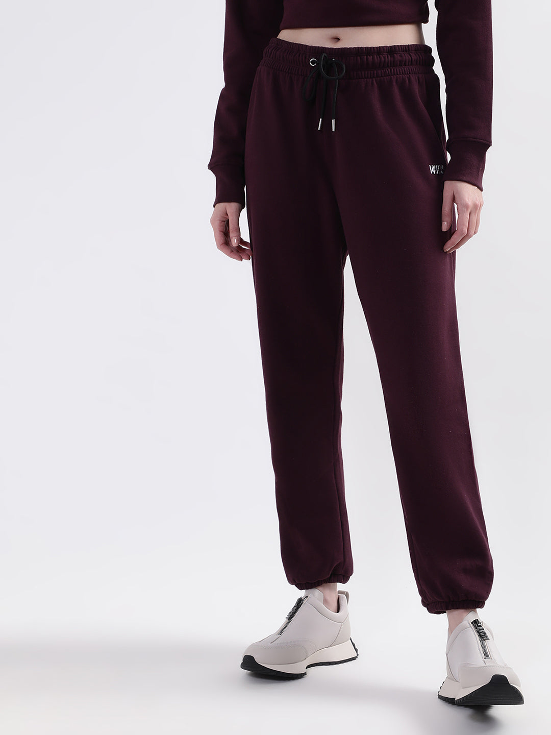 DKNY Women Maroon Solid Regular Fit Sweatpant