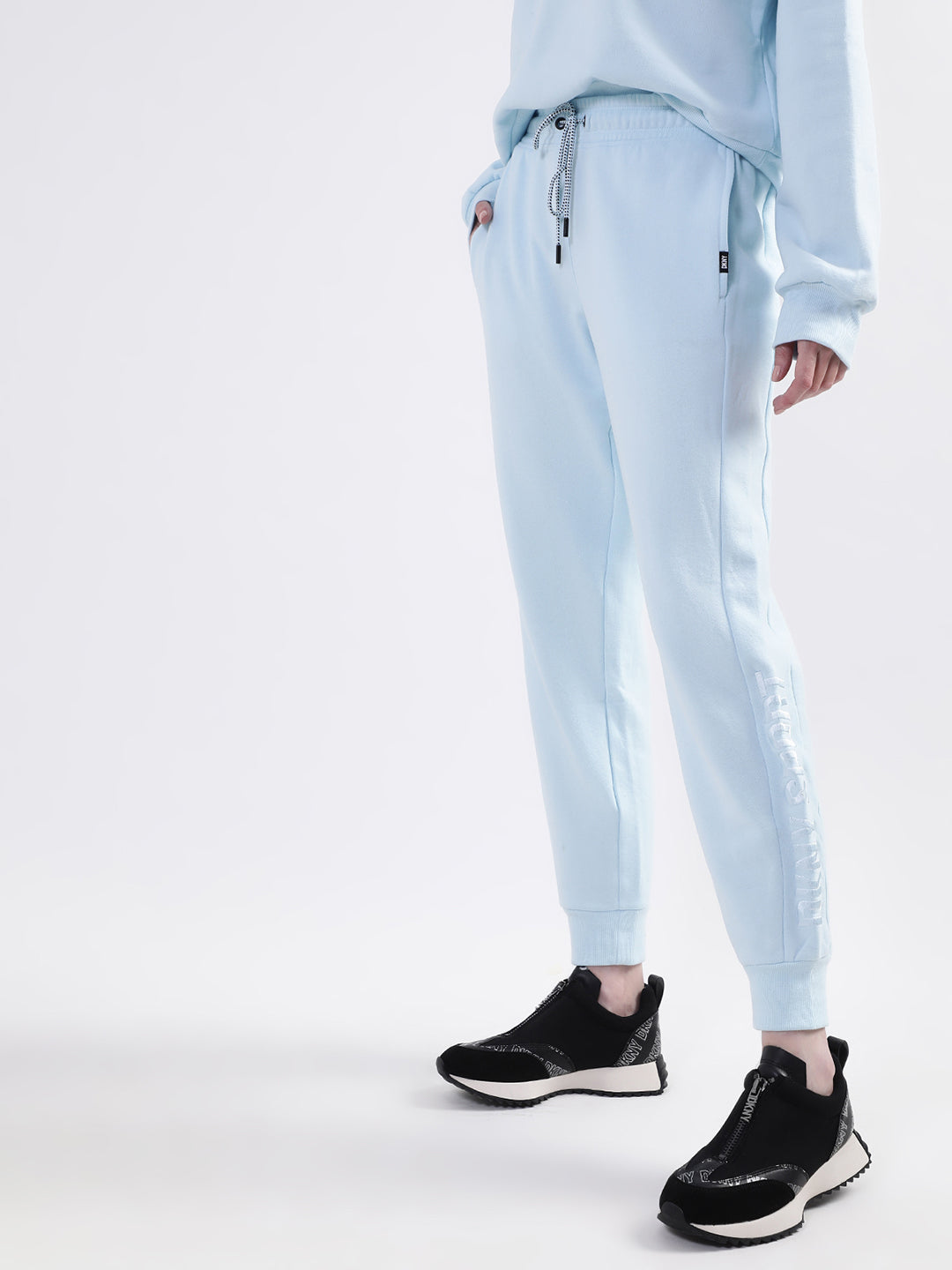 DKNY Women Light Blue Solid Regular Fit Sweatpant