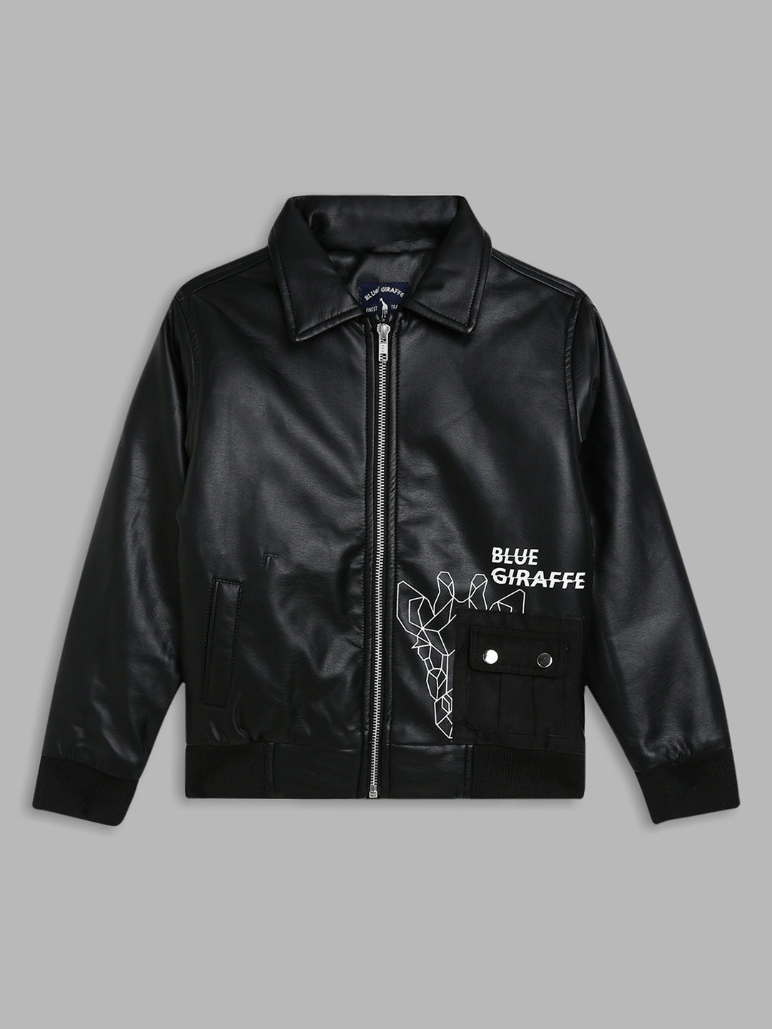 Blue Giraffe Boys Black Solid Jacket