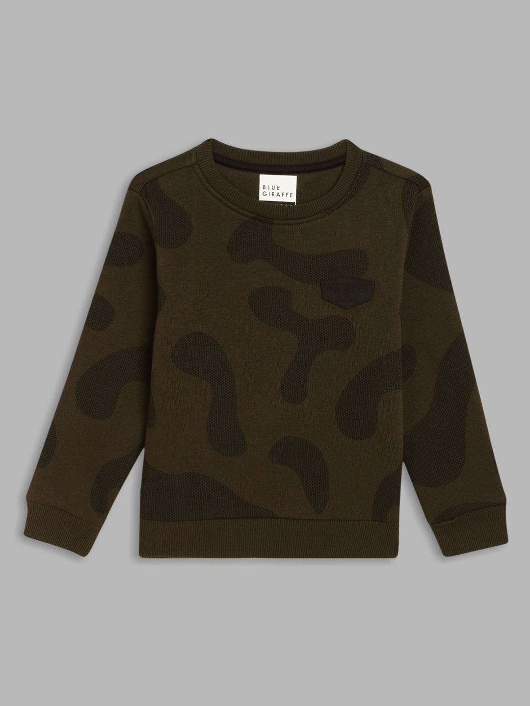 Blue Giraffe Boys Olive Printed Sweatshirt