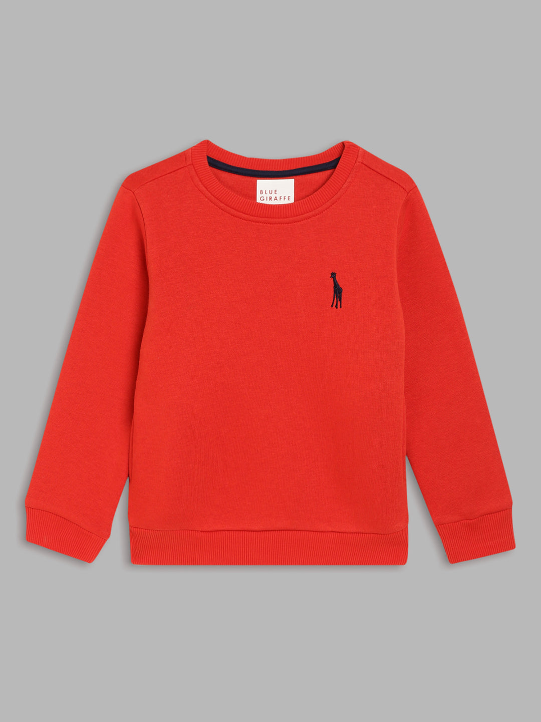 Blue Giraffe Boys Red Solid Sweatshirt