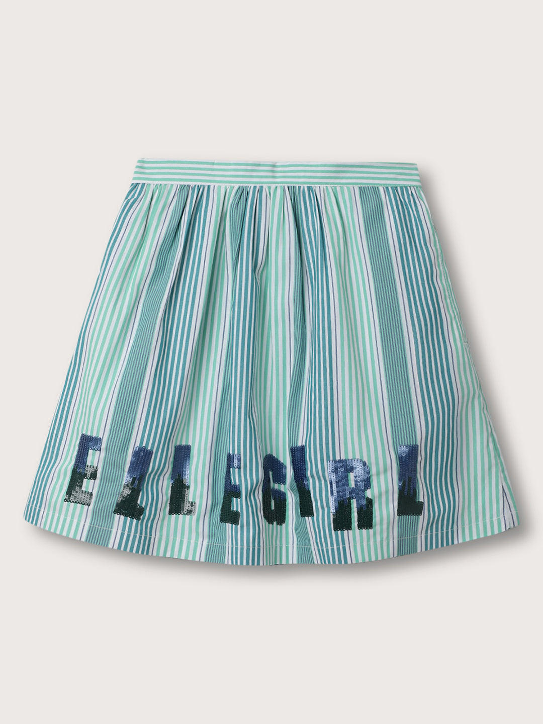 Elle Kids Girls Green Striped A Line Skirt