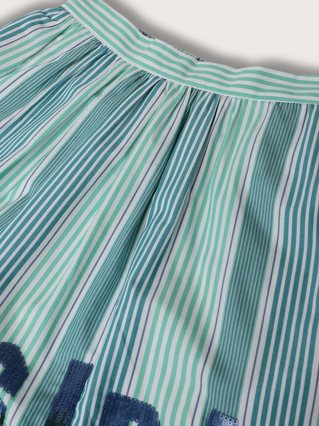 Elle Kids Girls Green Striped A Line Skirt