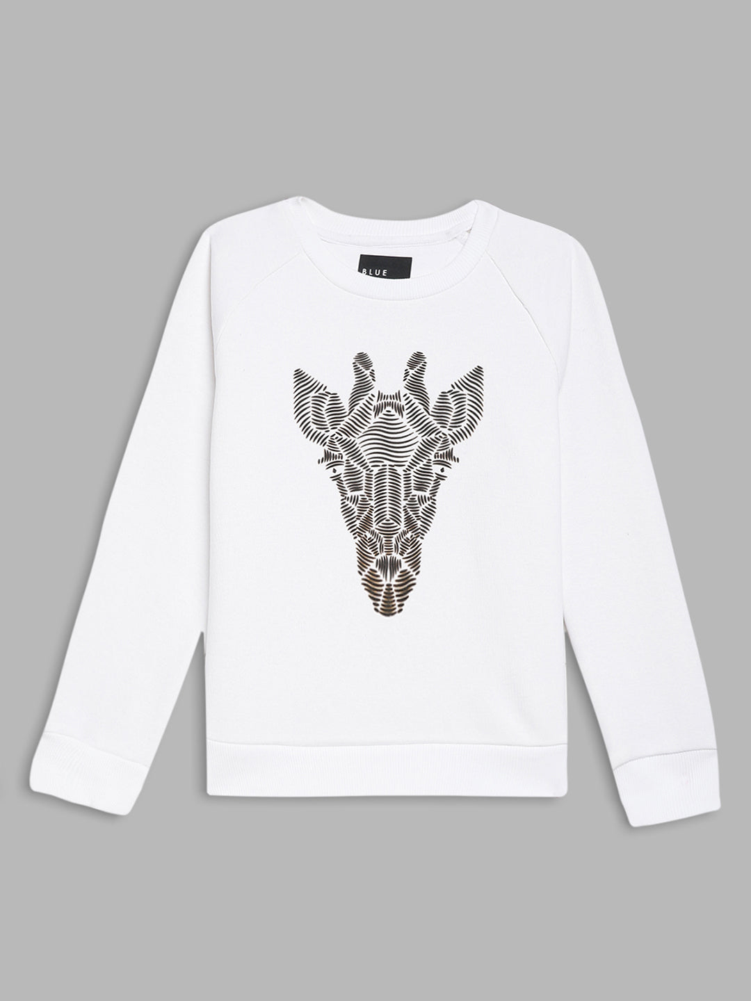 Blue Giraffe Boys White Solid Sweatshirt