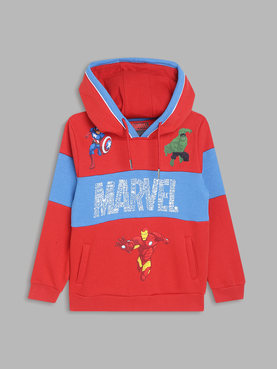 Blue Giraffe Boys Red Colour blocked Sweatshirt