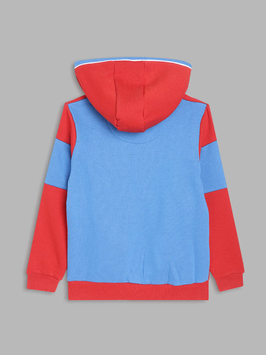 Blue Giraffe Boys Red Colour blocked Sweatshirt