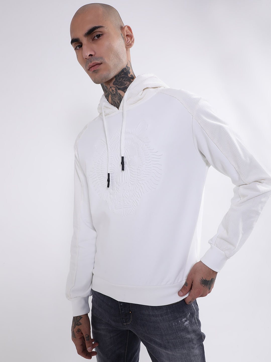 Antony Morato Men Cream-Coloured Hooded Sweatshirt