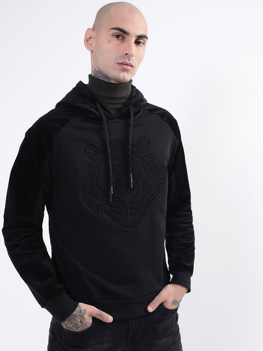 Antony Morato Men Black Printed Hooded Sweatshirt