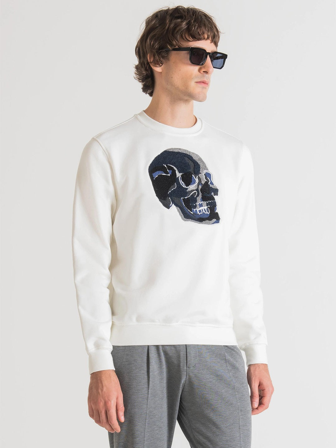 Antony Morato Men Cream-Coloured Printed Sweatshirt