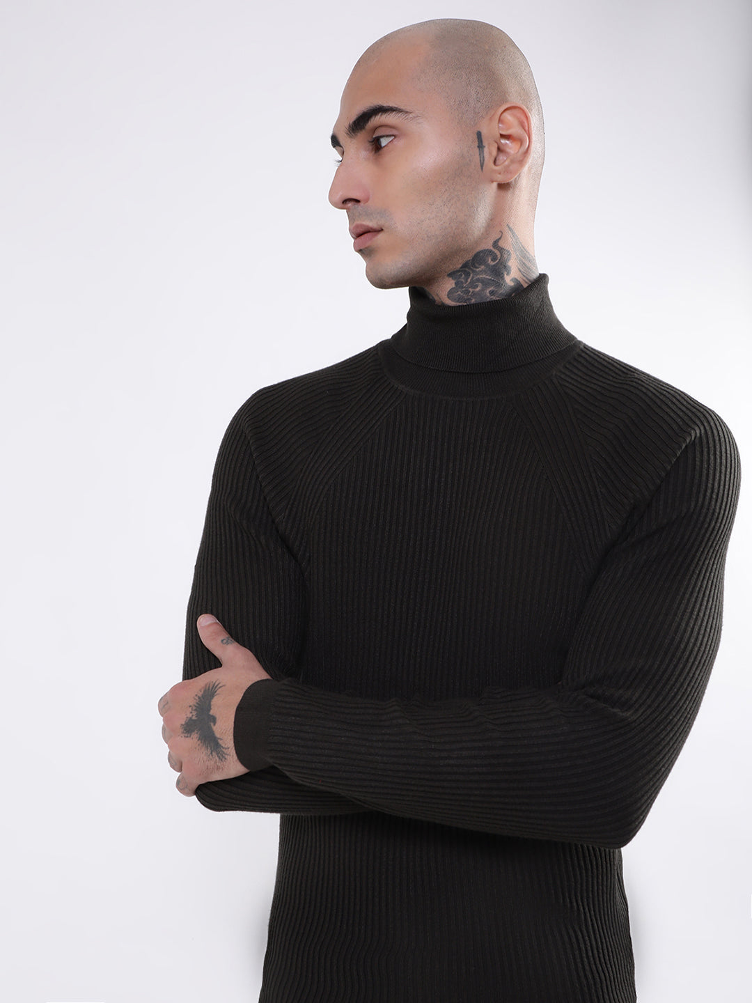 Antony Morato Men Black Ribbed Pullover Sweater