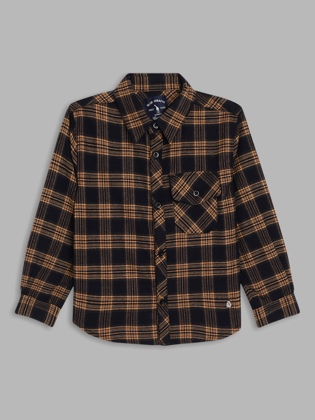 Blue Giraffe Boys Brown Checked Shirt