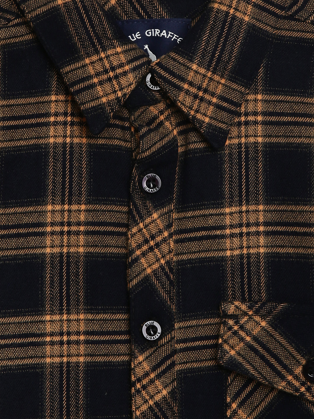 Blue Giraffe Boys Brown Checked Shirt