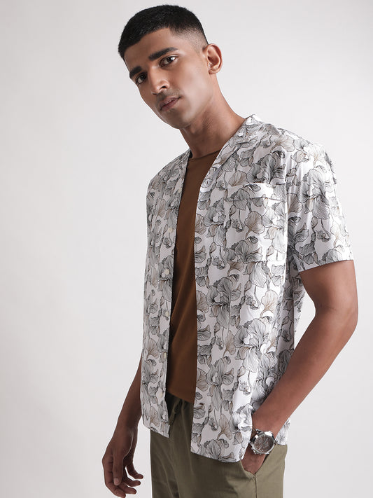 Matinique White Printed Regular Fit Shirt