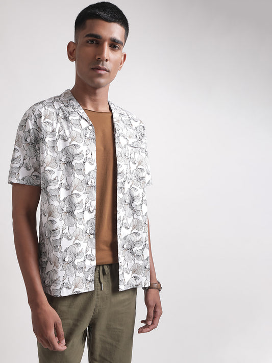 Matinique White Printed Regular Fit Shirt