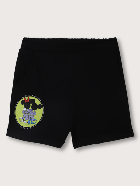 Blue Giraffe Girls Black Solid Regular Fit Shorts