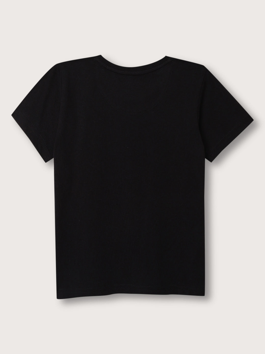 Blue Giraffe Boys Black Solid Round Neck TShirt