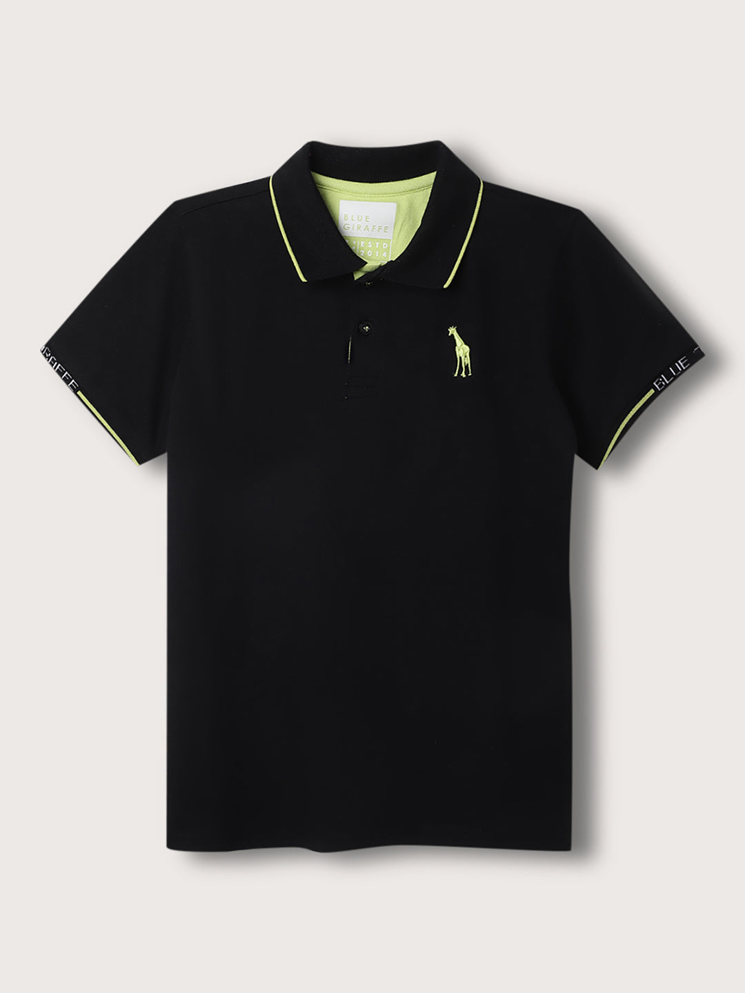 Blue Giraffe Boys Black Solid Polo TShirt