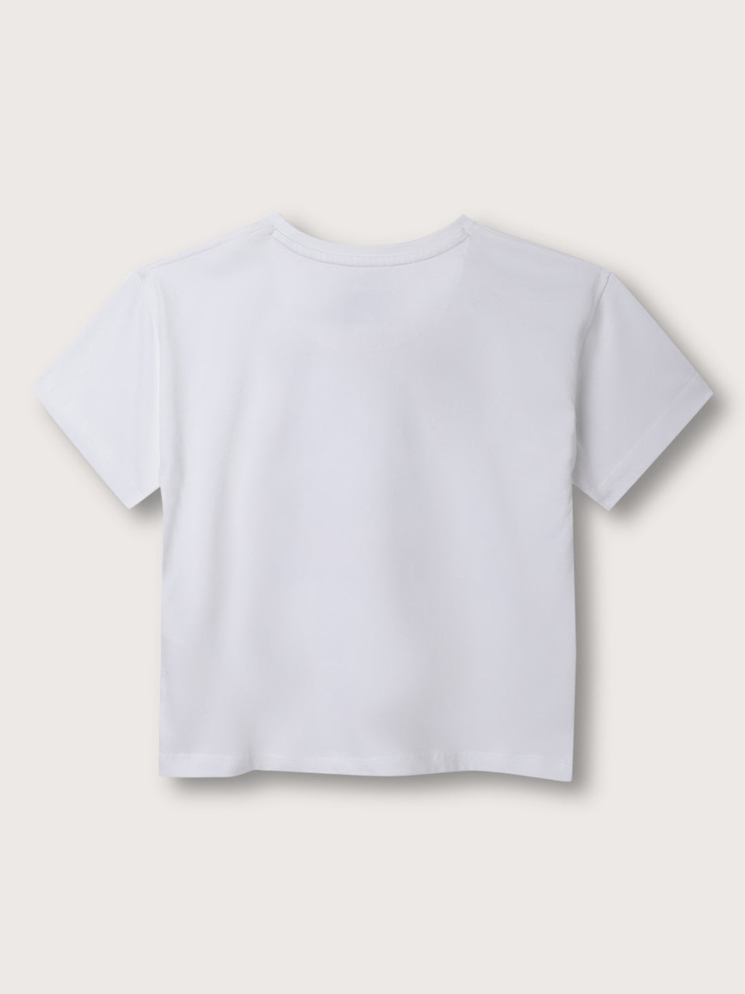 Blue Giraffe Girls White Round Neck Solid TShirt