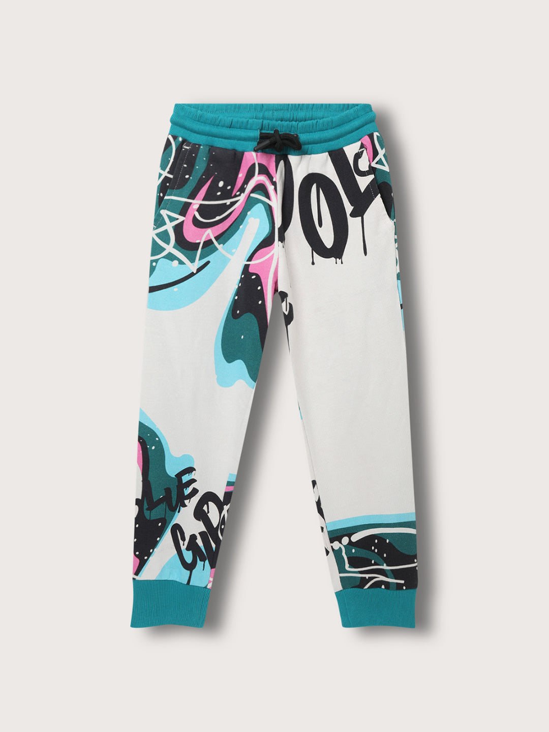 Blue Giraffe Boys Green Printed Regular Fit Sweatpant