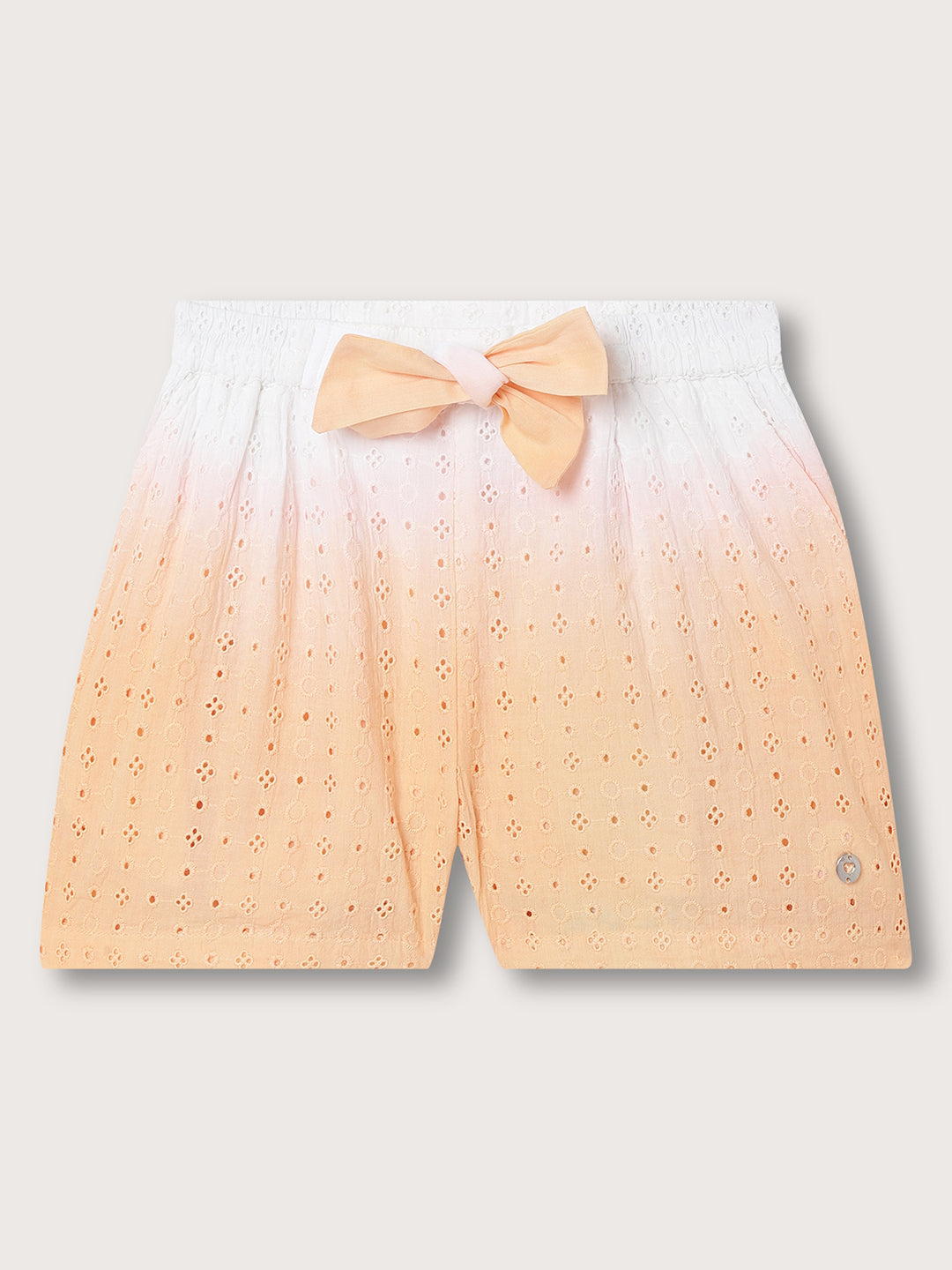 Elle Kids Girls Orange Solid Regular Fit Shorts