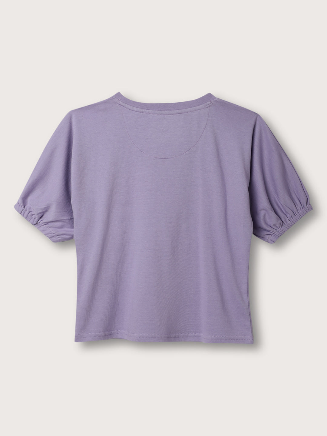 Elle Kids Girls Lilac Solid Round Neck TShirt