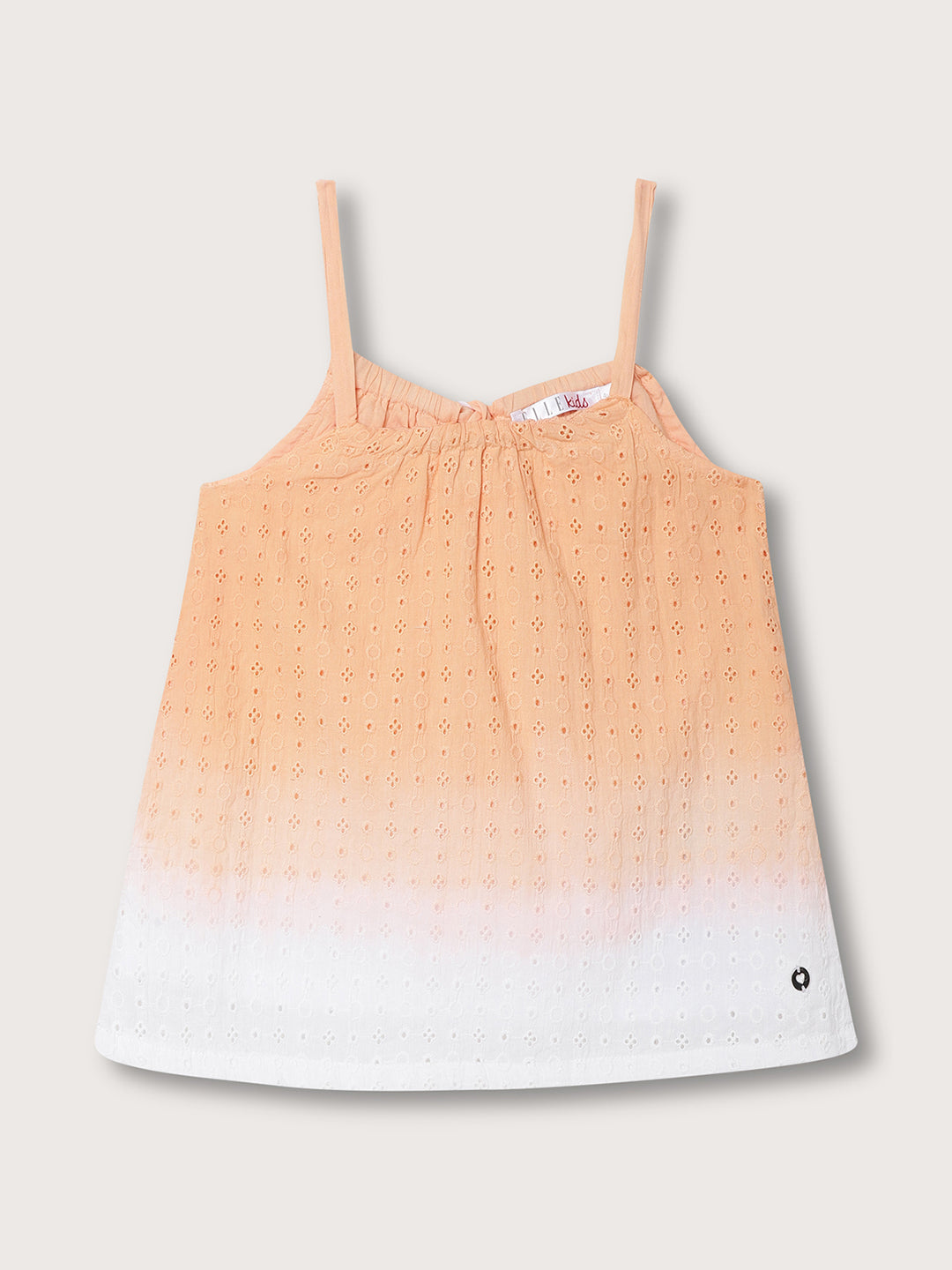 Elle Kids Girls Orange Round Neck Solid Top