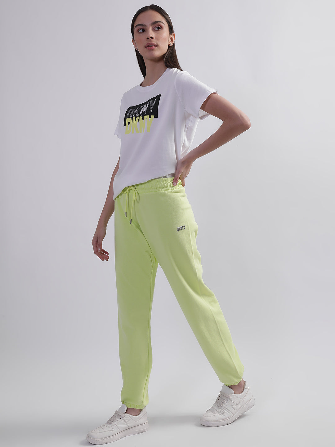 DKNY Women Lime Solid Regular Fit Sweatpant