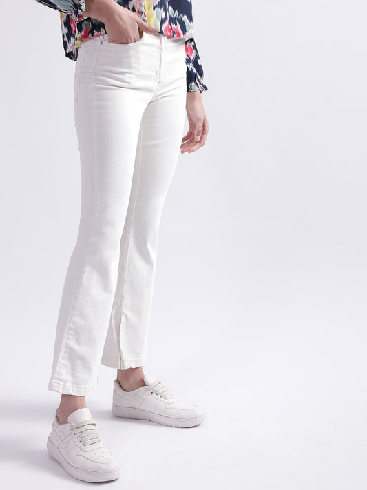 Elle Women White Solid Regular Fit Jeans