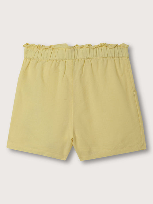 Elle Kids Girls Lemon Yellow Solid Regular Fit Shorts