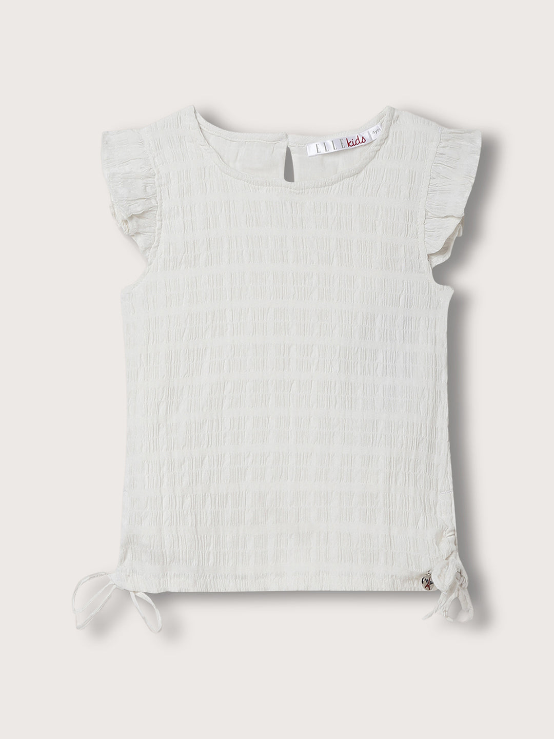 Elle Kids Girls White Solid Round Neck Top