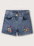 Blue Giraffe Girls Blue Washed Regular Fit Shorts