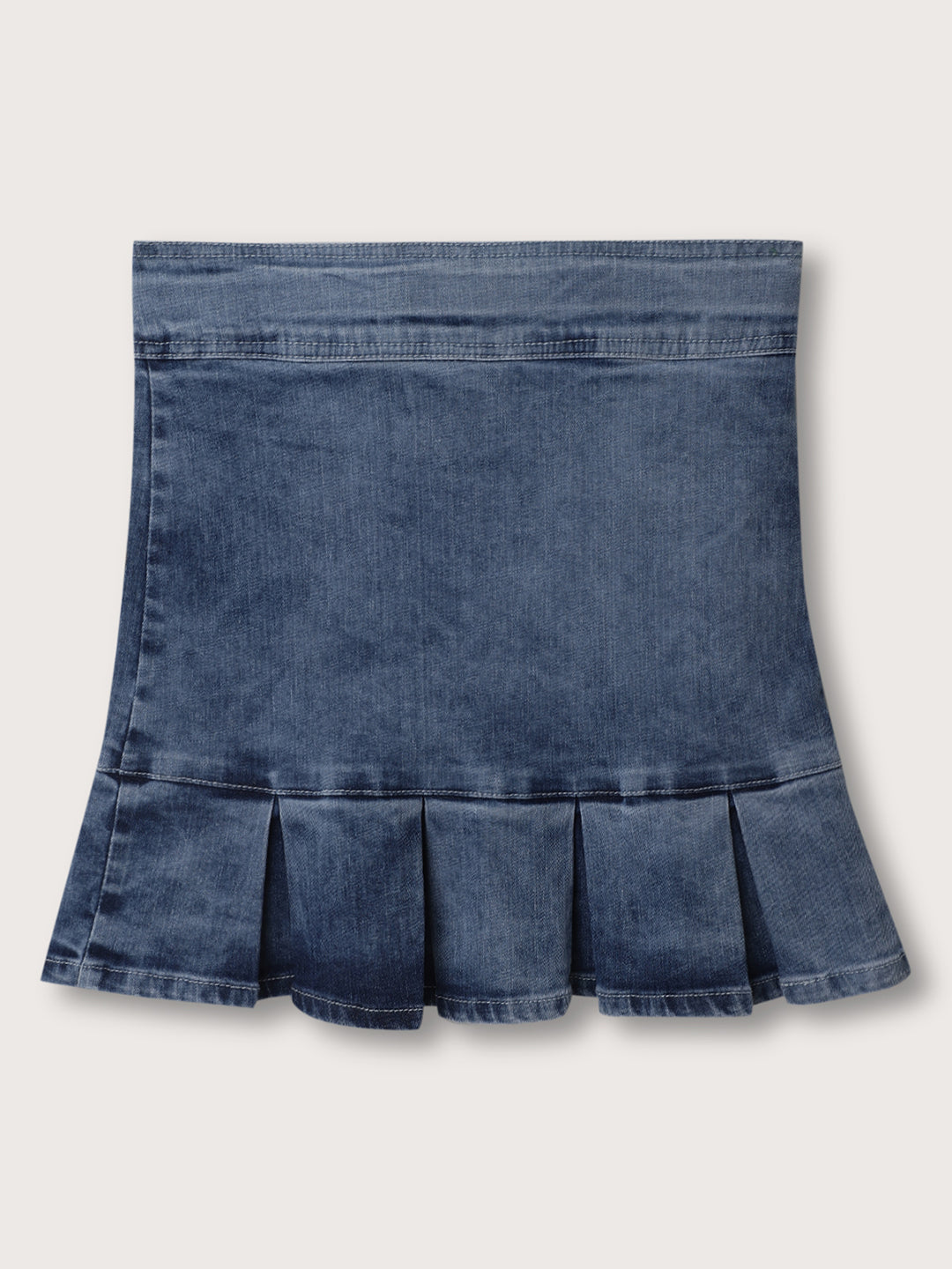 Blue Giraffe Girls Mid Blue Washed Regular Fit Skirt