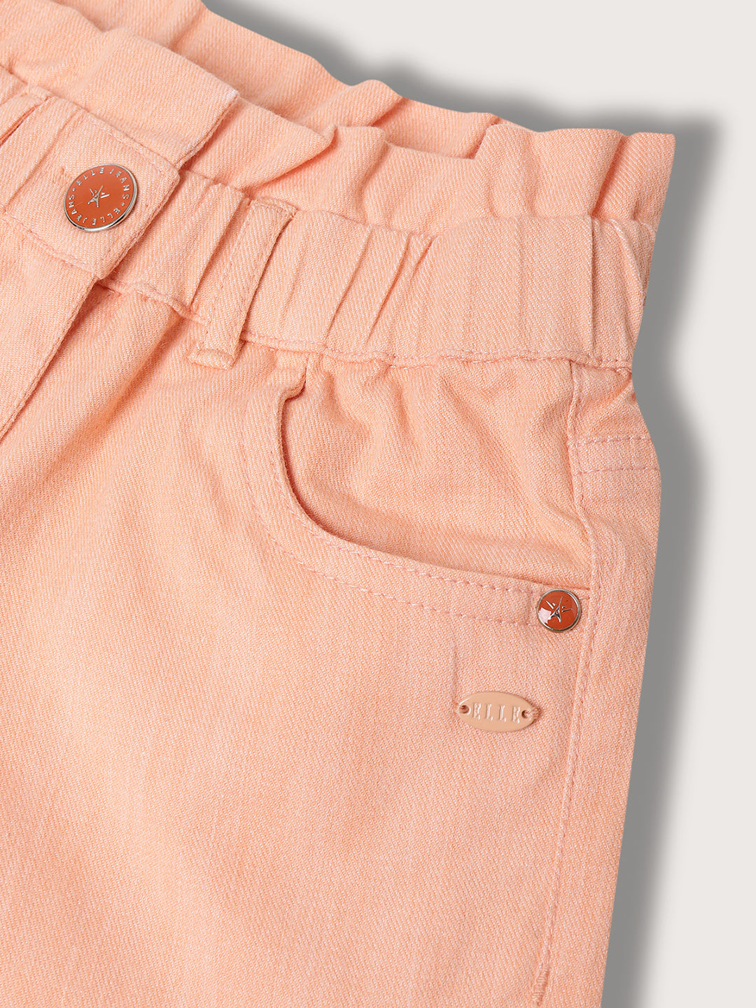 Elle Kids Girls Pastel Orange Solid Regular Fit Shorts