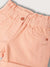 Elle Kids Girls Pastel Orange Solid Regular Fit Shorts