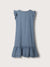 Blue Giraffe Girls Blue V Neck Solid Dress