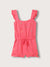 Blue Giraffe Girls Pink Embroidered Square Neck Playsuit