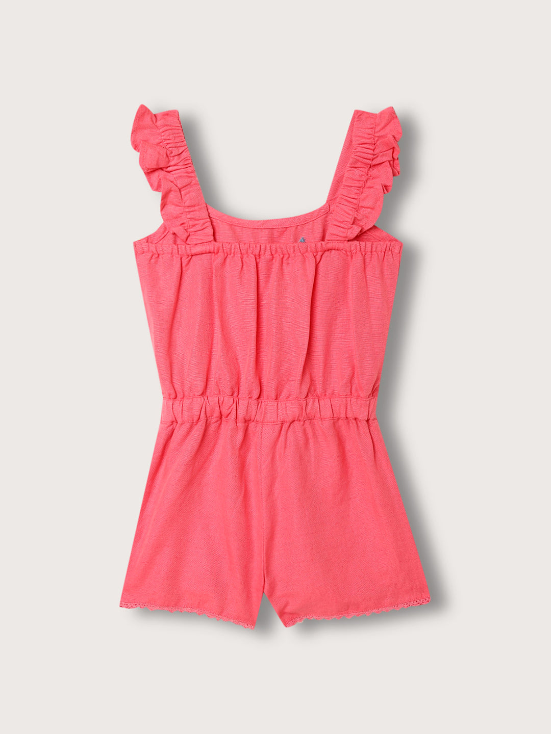 Blue Giraffe Girls Pink Embroidered Square Neck Playsuit