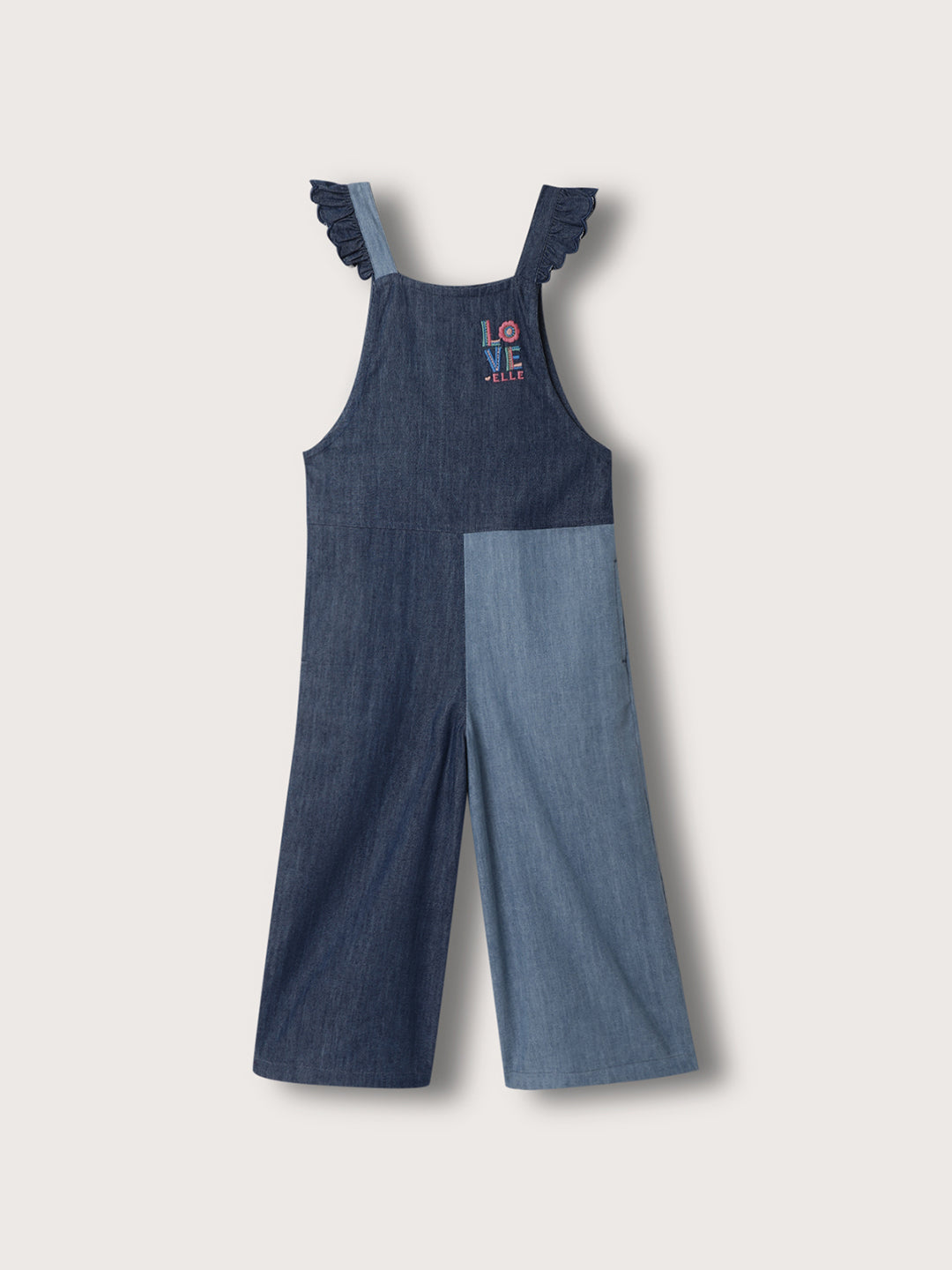 Elle Kids Girls Blue Solid Square Neck Jumpsuit