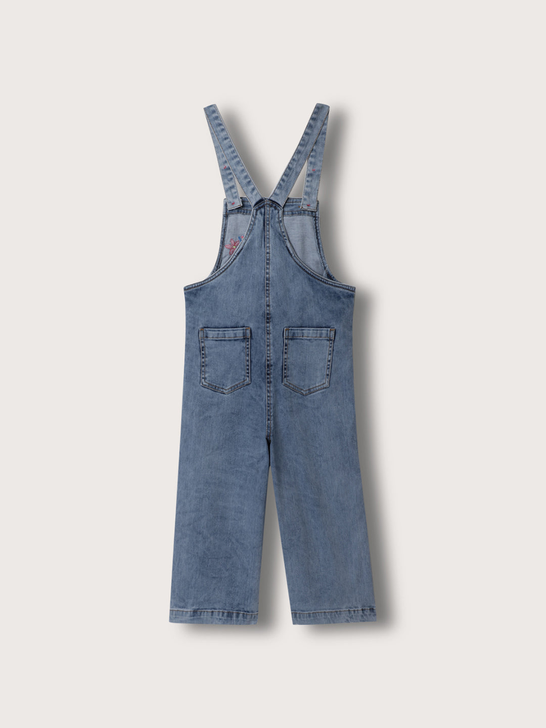 Blue Giraffe Girls Blue Square Neck Solid Jumpsuit