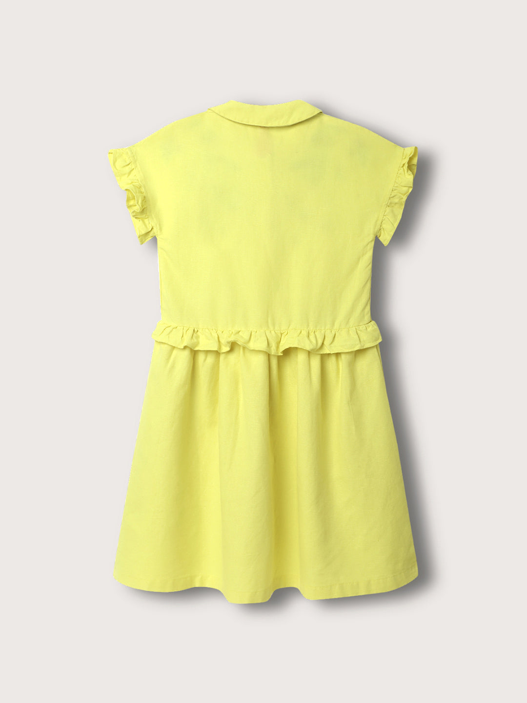 Blue Giraffe Girls Lime Green Collar Solid Dress