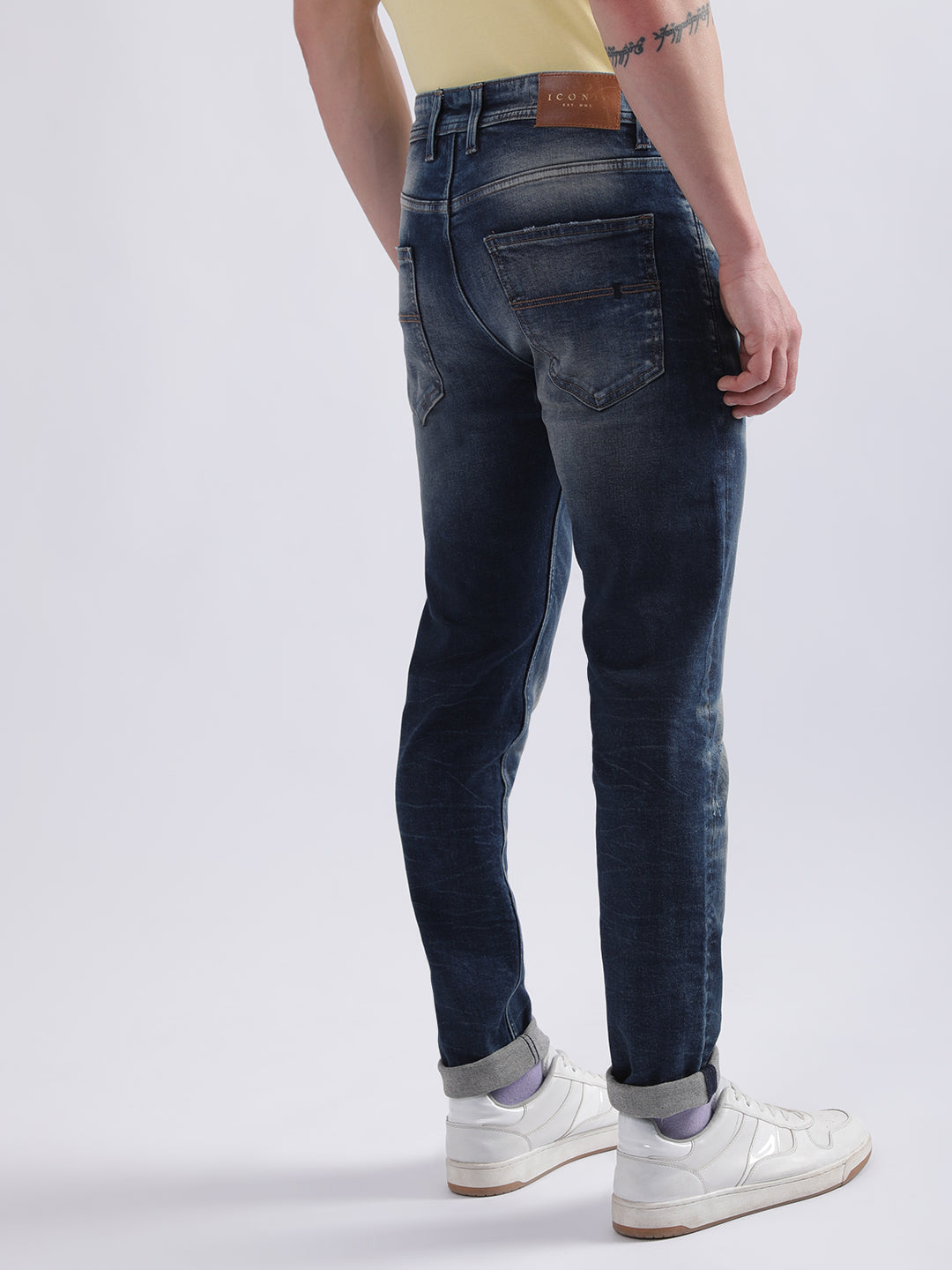 Iconic Men Blue Embroidered Slim Fit Jeans